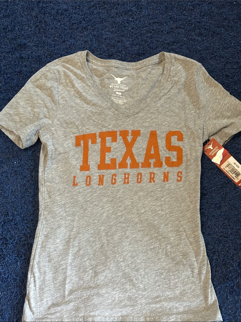 Texas Longhorns Heather Gray V-Neck Tee with Burnt Orange Logo NWT SZ SM